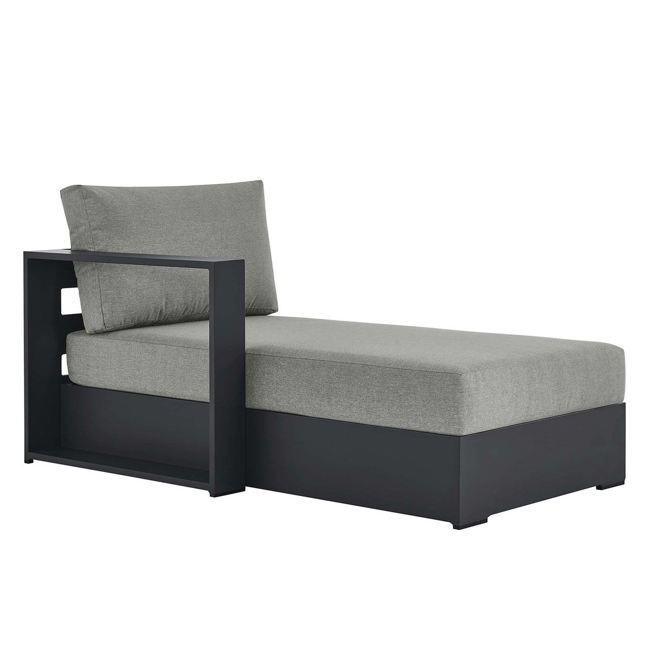 Tahlor Alfresco Powder-Coated Aluminum Left-Facing Chaise Lounge | Outdoor Modular Sectional Component, Gray
