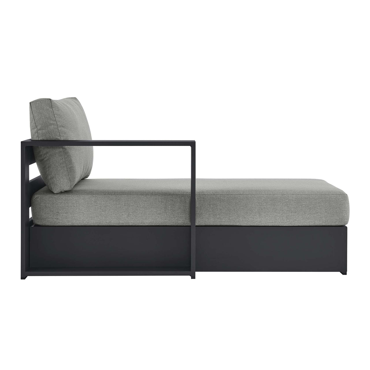 Tahlor Alfresco Powder-Coated Aluminum Left-Facing Chaise Lounge | Outdoor Modular Sectional Component, Gray