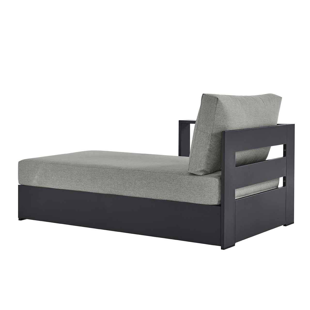 Tahlor Alfresco Powder-Coated Aluminum Left-Facing Chaise Lounge | Outdoor Modular Sectional Component, Gray