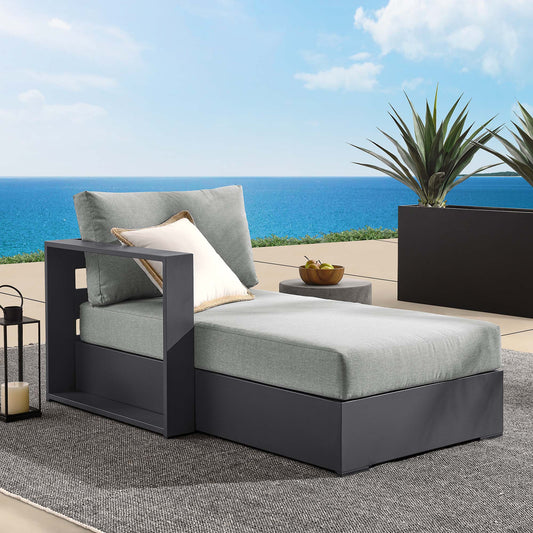 Tahlor Alfresco Powder-Coated Aluminum Left-Facing Chaise Lounge | Outdoor Modular Sectional Component, Gray
