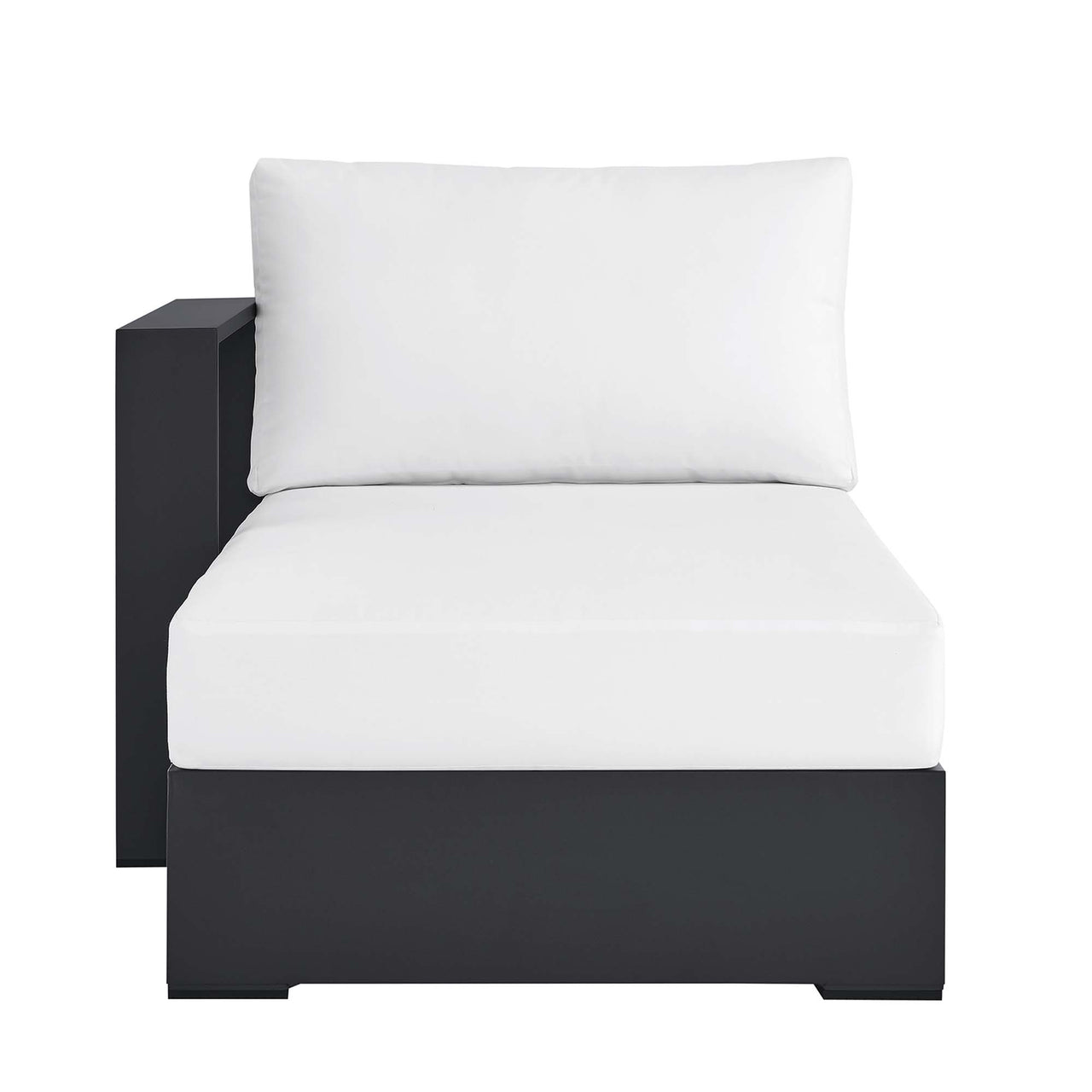 Tahlor Alfresco Powder-Coated Aluminum Left-Facing Chaise Lounge | Outdoor Modular Sectional Component, Gray & White