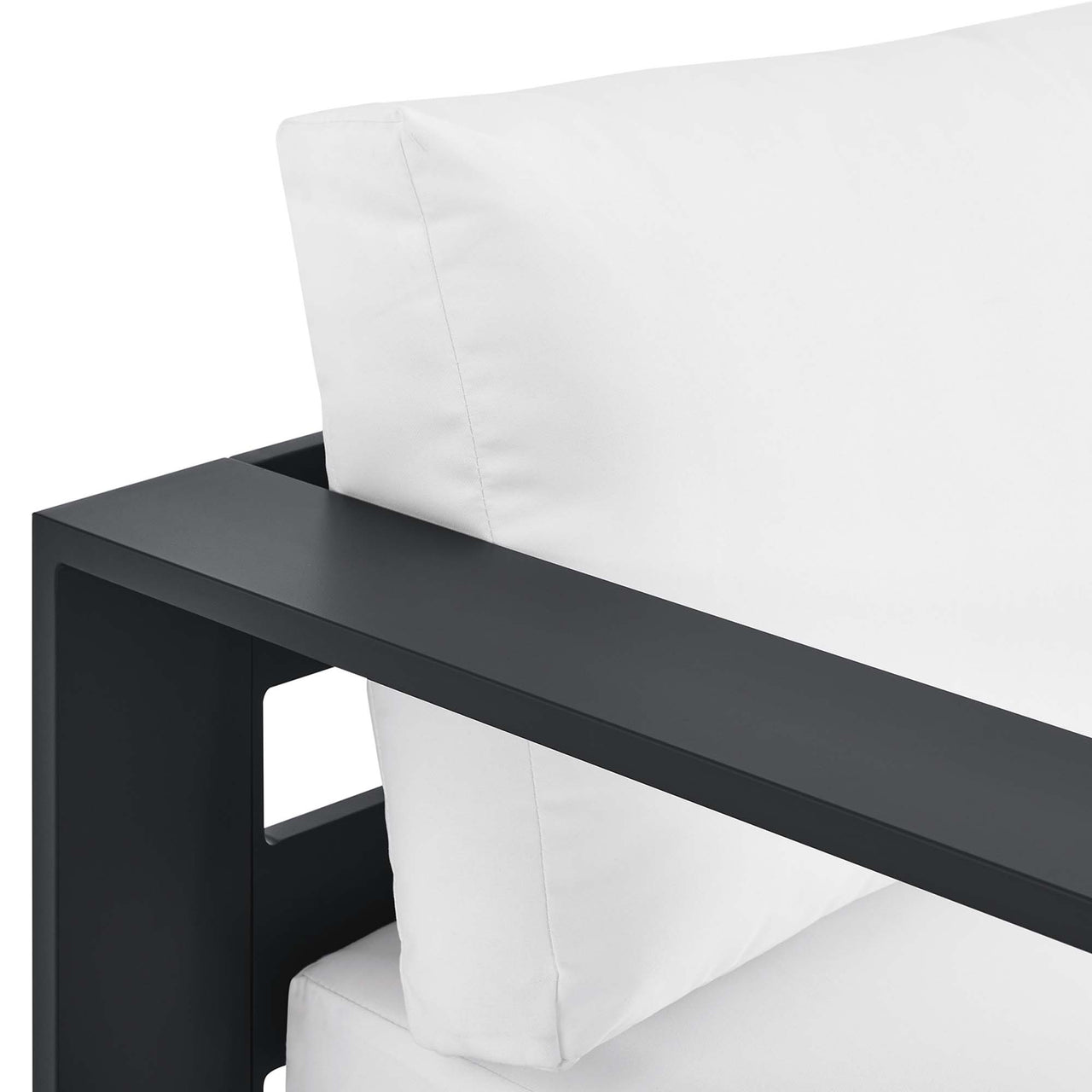 Tahlor Alfresco Powder-Coated Aluminum Left-Facing Chaise Lounge | Outdoor Modular Sectional Component, Gray & White