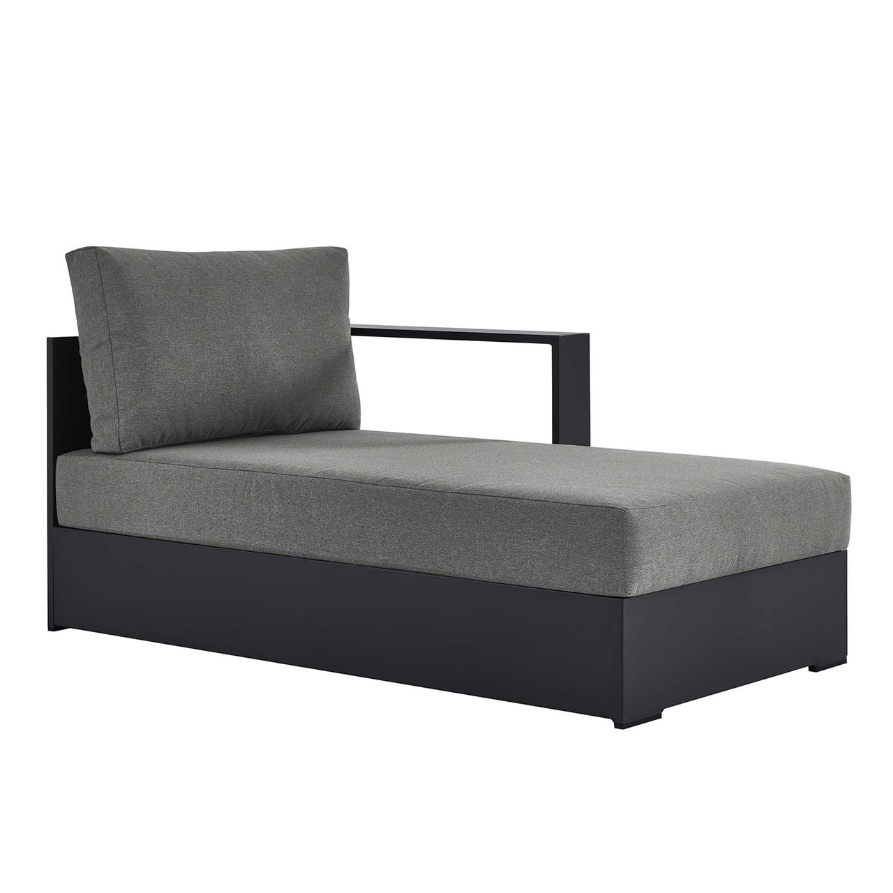 Tahlor Alfresco Powder-Coated Aluminum Right-Facing Chaise Lounge | Outdoor Modular Sectional Component, Gray & Charcoal