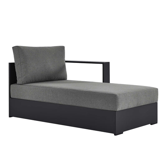 Tahlor Alfresco Powder-Coated Aluminum Right-Facing Chaise Lounge | Outdoor Modular Sectional Component, Gray & Charcoal