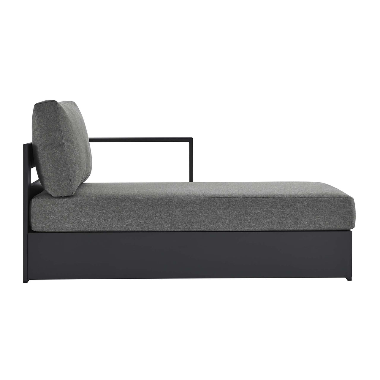Tahlor Alfresco Powder-Coated Aluminum Right-Facing Chaise Lounge | Outdoor Modular Sectional Component, Gray & Charcoal