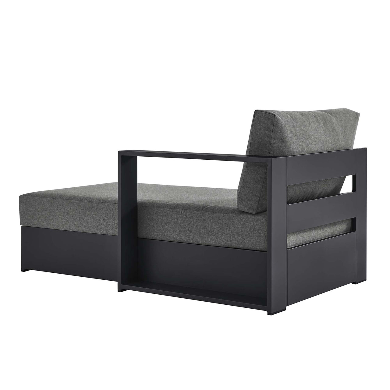 Tahlor Alfresco Powder-Coated Aluminum Right-Facing Chaise Lounge | Outdoor Modular Sectional Component, Gray & Charcoal