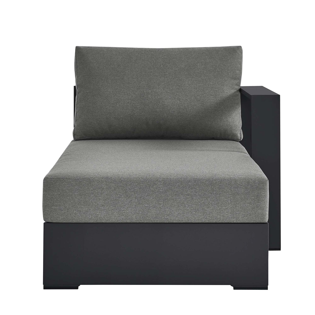 Tahlor Alfresco Powder-Coated Aluminum Right-Facing Chaise Lounge | Outdoor Modular Sectional Component, Gray & Charcoal