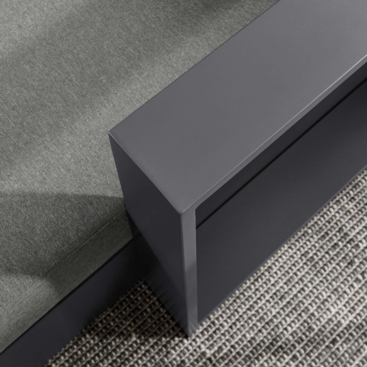 Tahlor Alfresco Powder-Coated Aluminum Right-Facing Chaise Lounge | Outdoor Modular Sectional Component, Gray & Charcoal