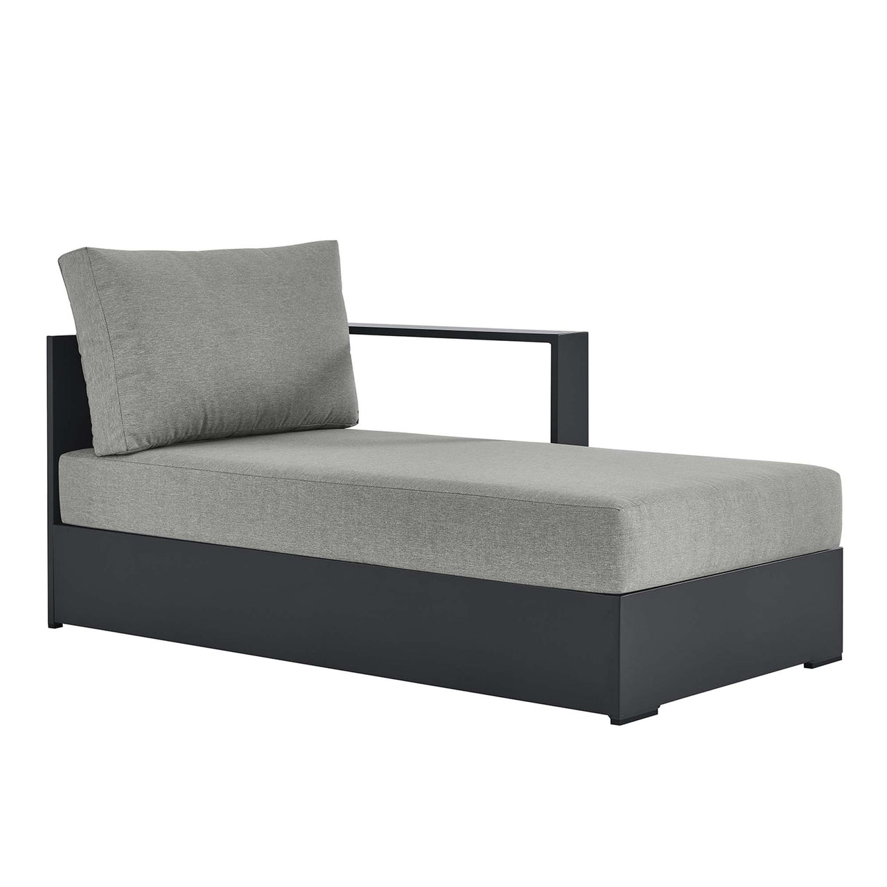 Tahlor Alfresco Powder-Coated Aluminum Right-Facing Chaise Lounge | Outdoor Modular Sectional Component, Gray