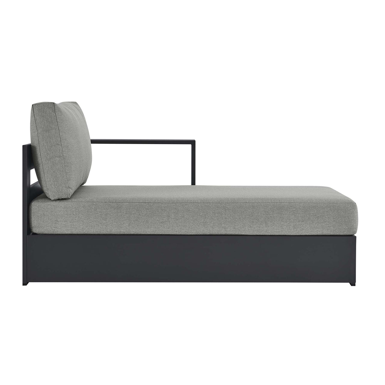Tahlor Alfresco Powder-Coated Aluminum Right-Facing Chaise Lounge | Outdoor Modular Sectional Component, Gray