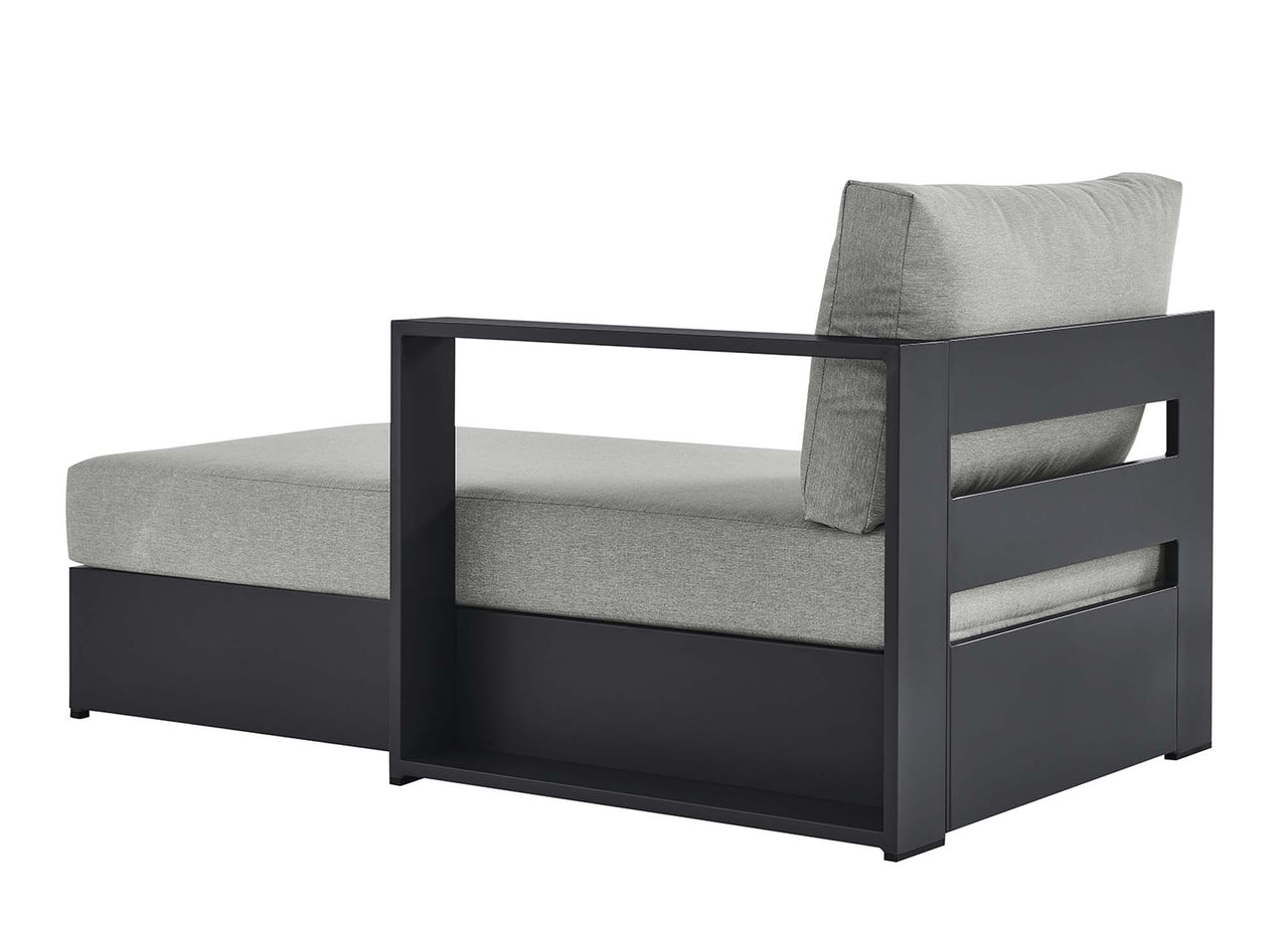 Tahlor Alfresco Powder-Coated Aluminum Right-Facing Chaise Lounge | Outdoor Modular Sectional Component, Gray