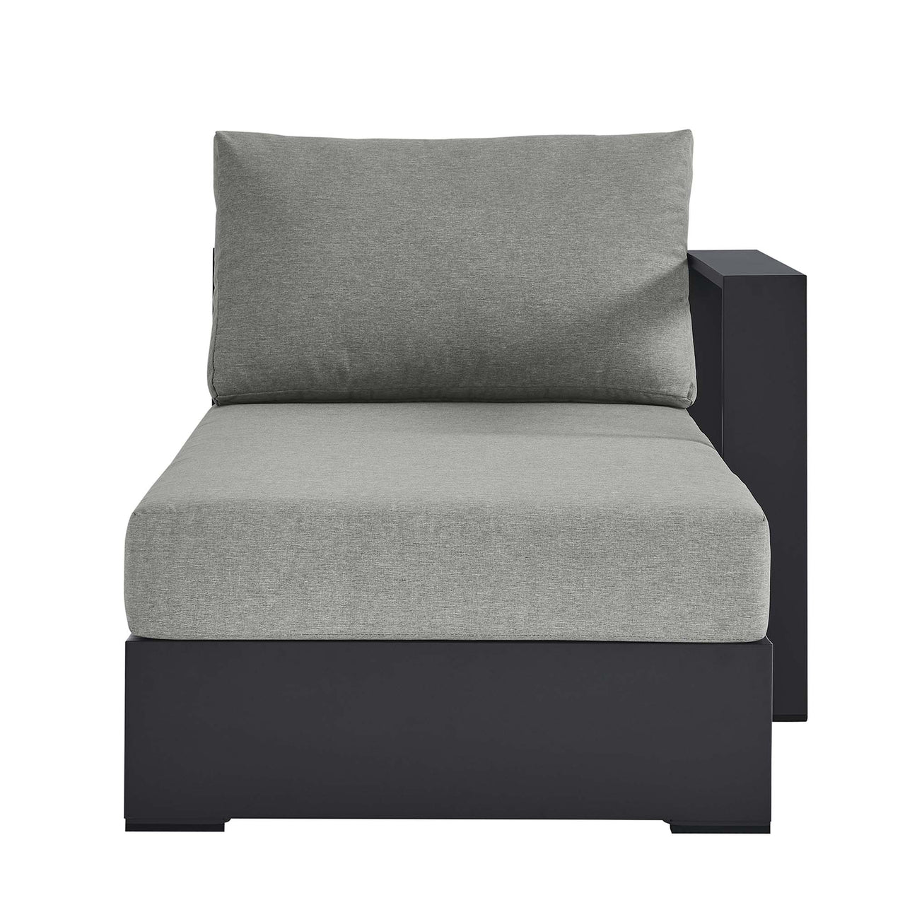Tahlor Alfresco Powder-Coated Aluminum Right-Facing Chaise Lounge | Outdoor Modular Sectional Component, Gray
