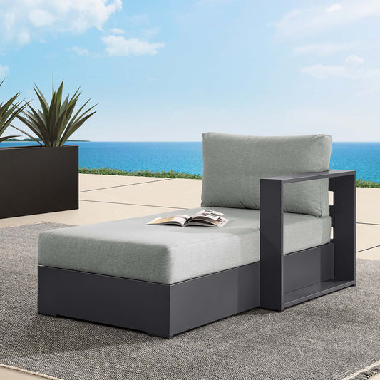 Tahlor Alfresco Powder-Coated Aluminum Right-Facing Chaise Lounge | Outdoor Modular Sectional Component, Gray