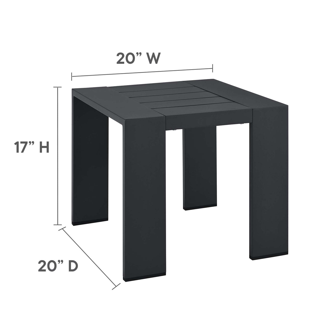 Tahlor Alfresco Powder-Coated Aluminum End Table, Gray
