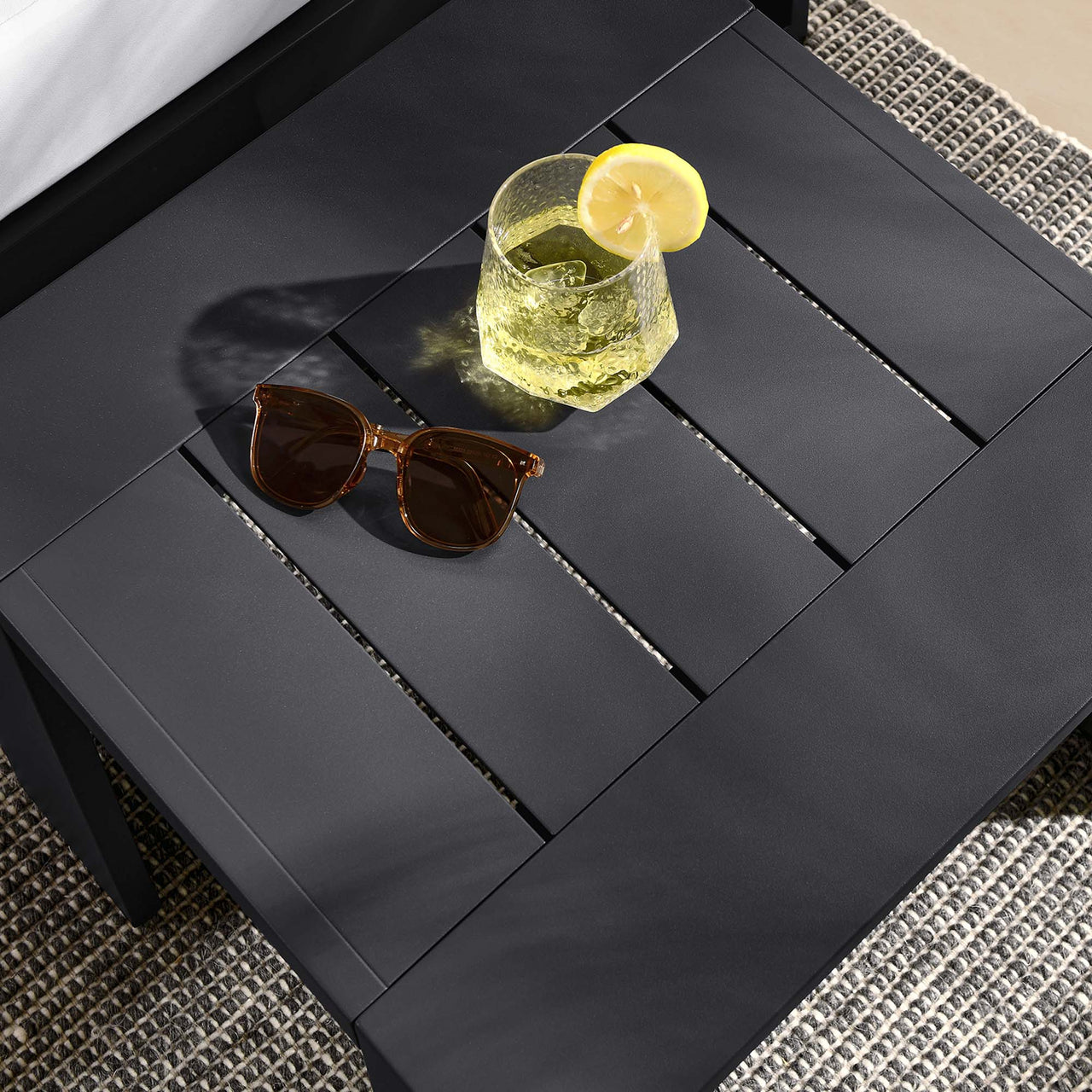 Tahlor Alfresco Powder-Coated Aluminum End Table, Gray