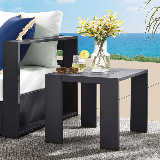 Tahlor Alfresco Powder-Coated Aluminum End Table, Gray
