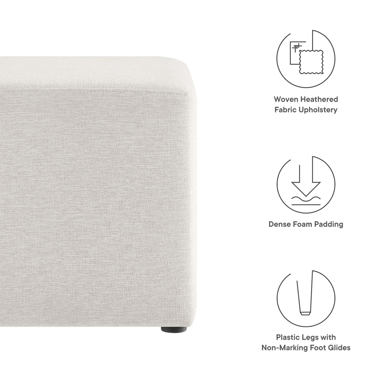 Calyx Square Pouf, Small, Ivory