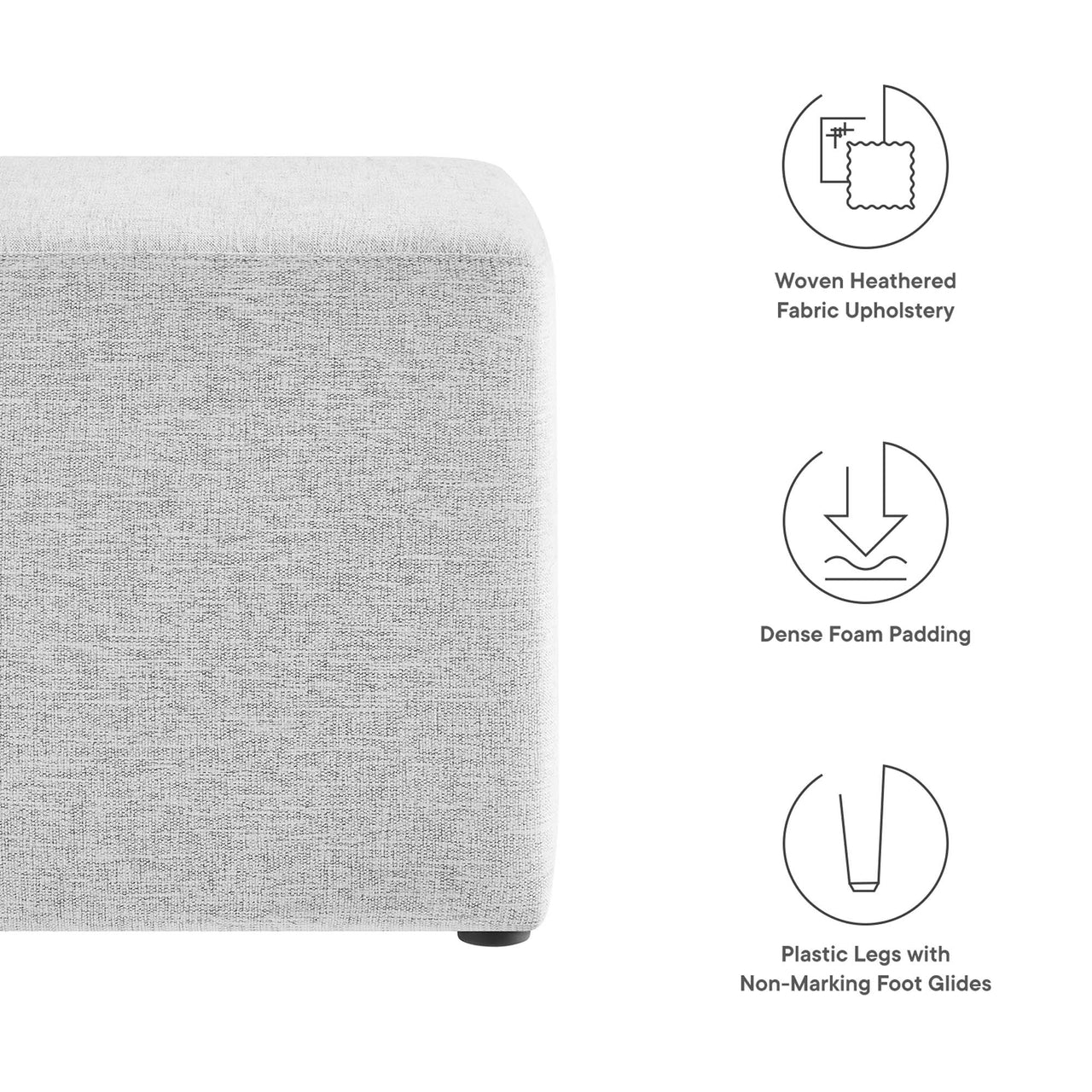 Calyx Square Pouf, Small, Light Gray