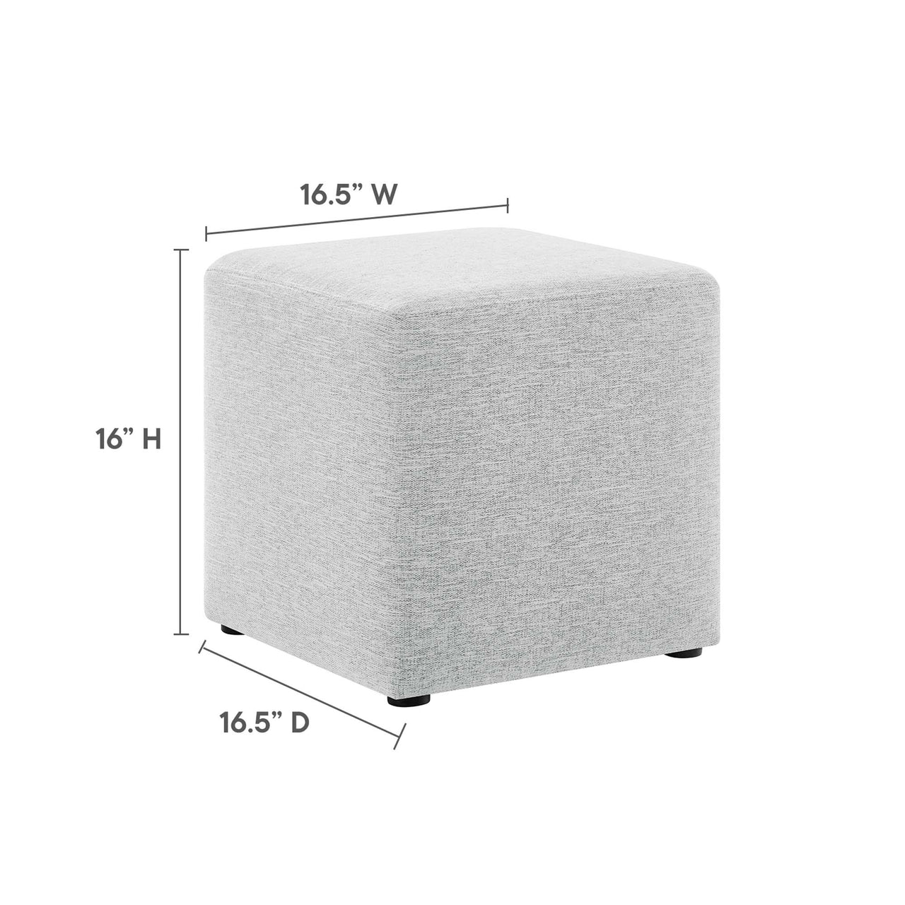 Calyx Square Pouf, Small, Light Gray