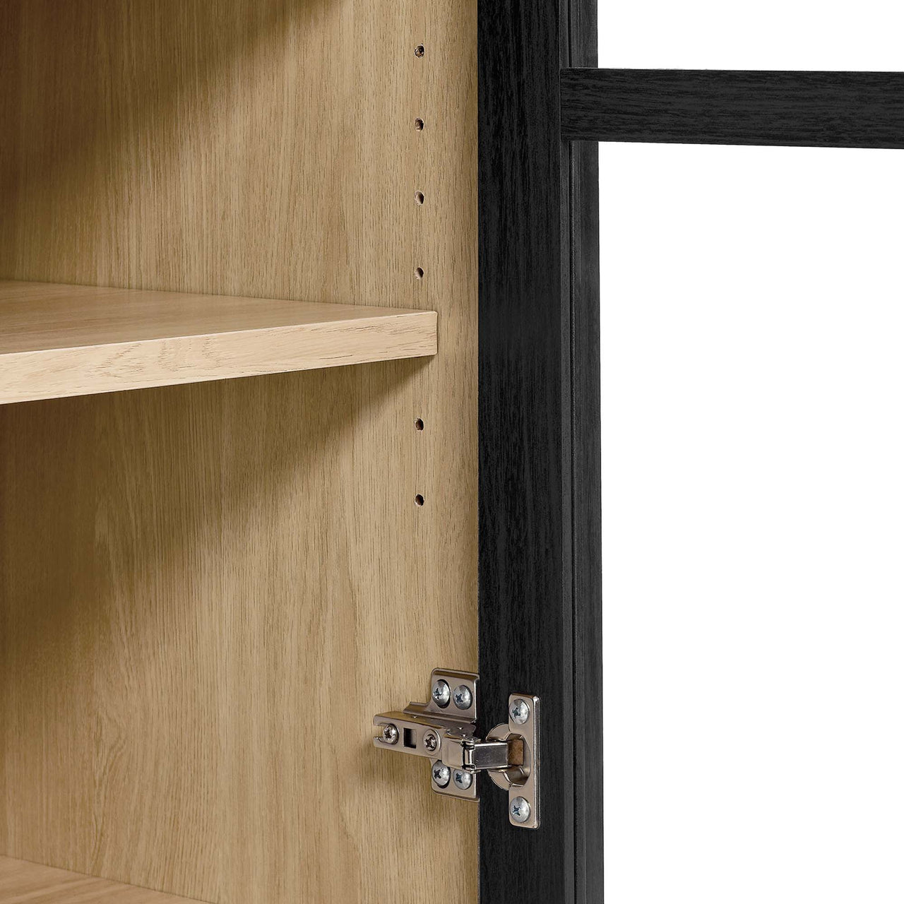 Althene Tall Rounded Display Cabinet, Black & Oak