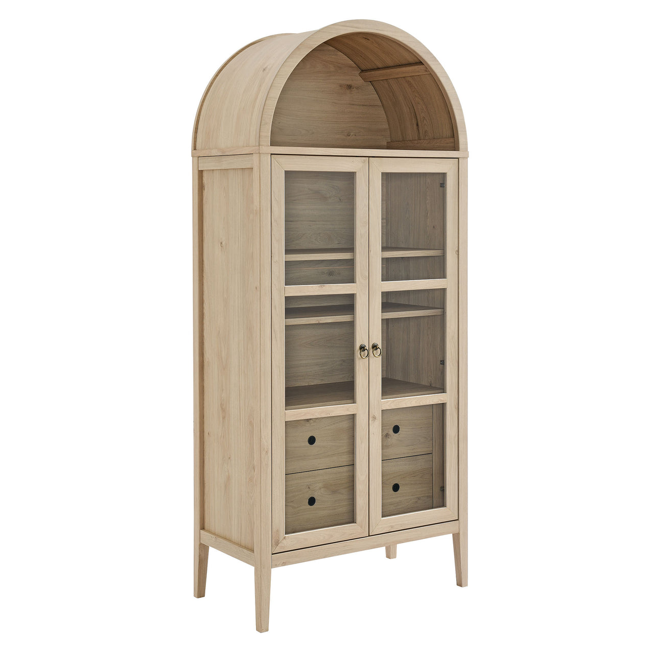 Althene Tall Rounded Display Cabinet, Light Oak
