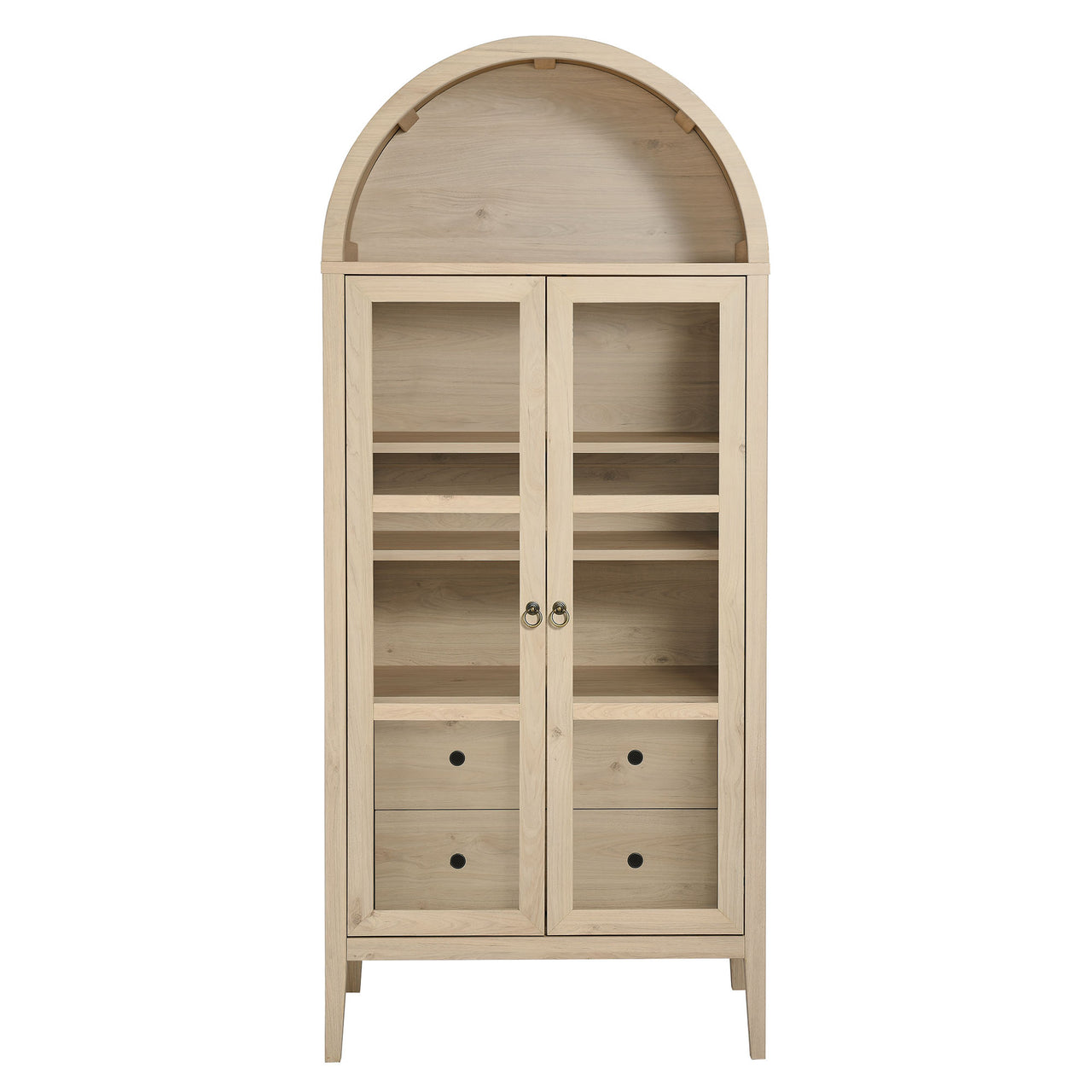 Althene Tall Rounded Display Cabinet, Light Oak