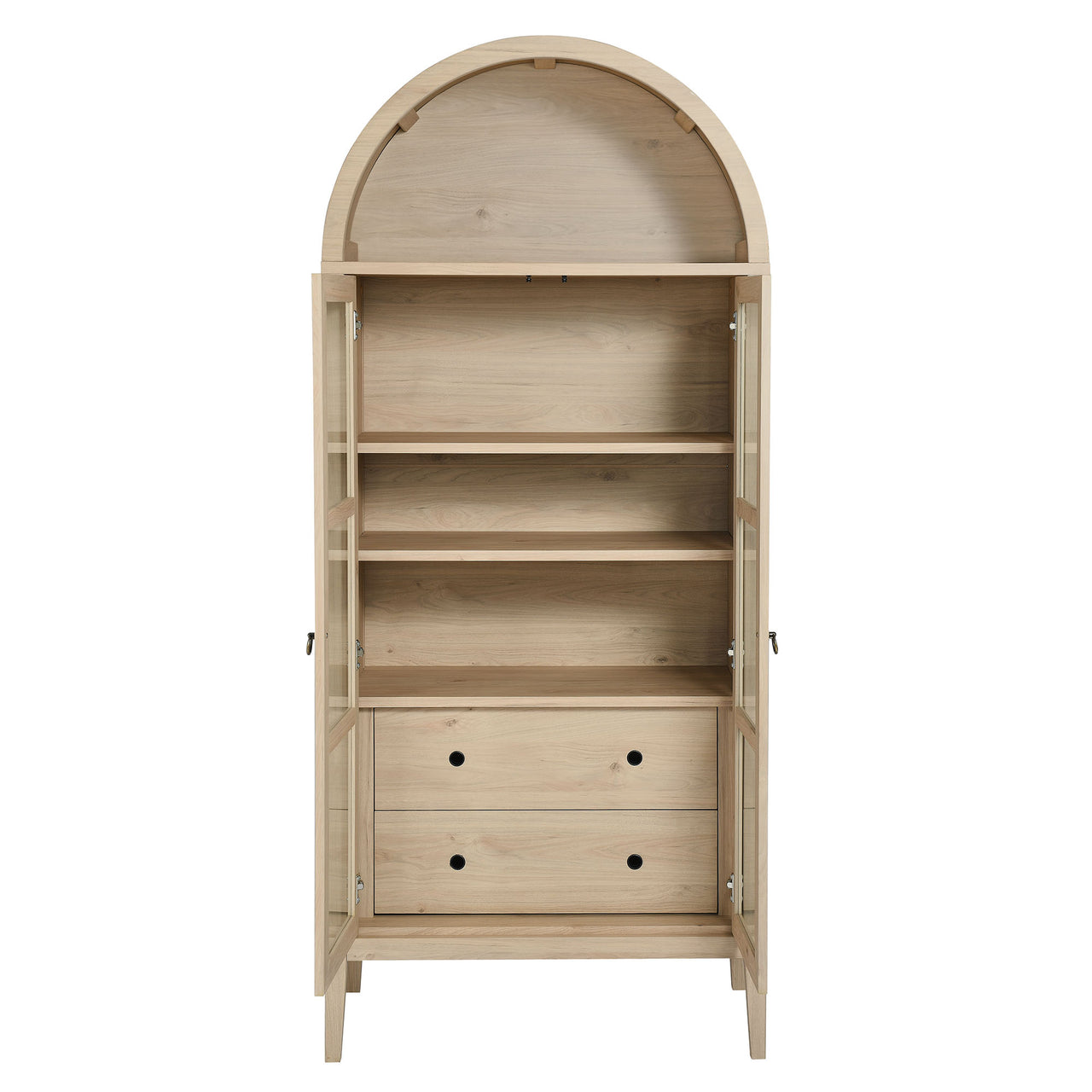Althene Tall Rounded Display Cabinet, Light Oak