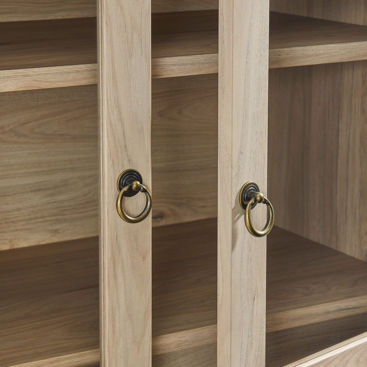 Althene Tall Rounded Display Cabinet, Light Oak