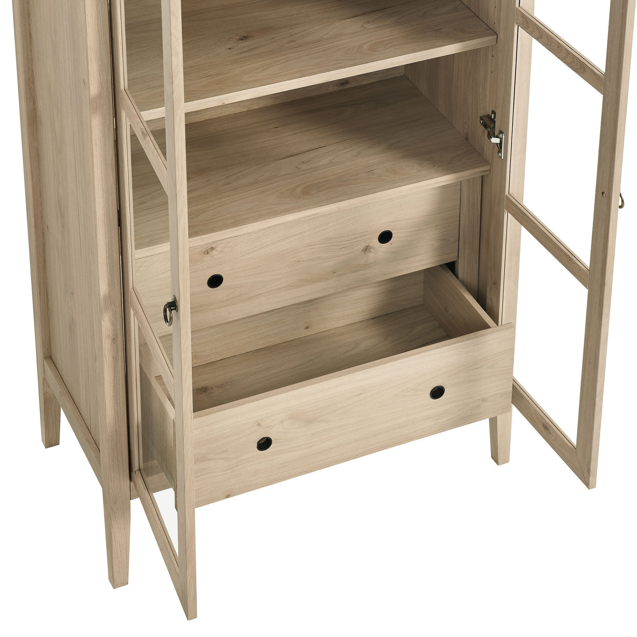 Althene Tall Rounded Display Cabinet, Light Oak