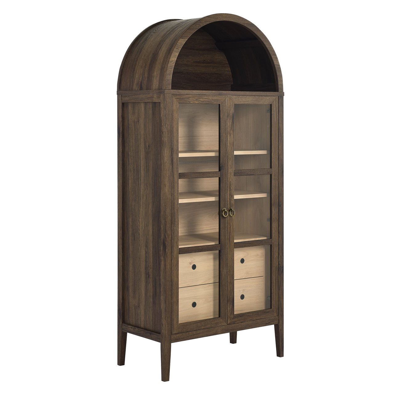 Althene Tall Rounded Display Cabinet, Walnut & Cream