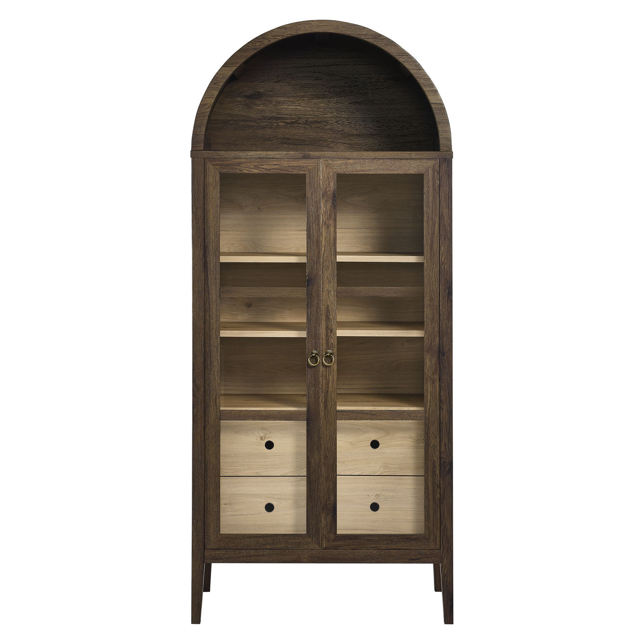 Althene Tall Rounded Display Cabinet, Walnut & Cream