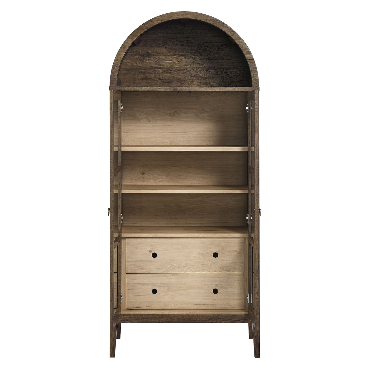 Althene Tall Rounded Display Cabinet, Walnut & Cream