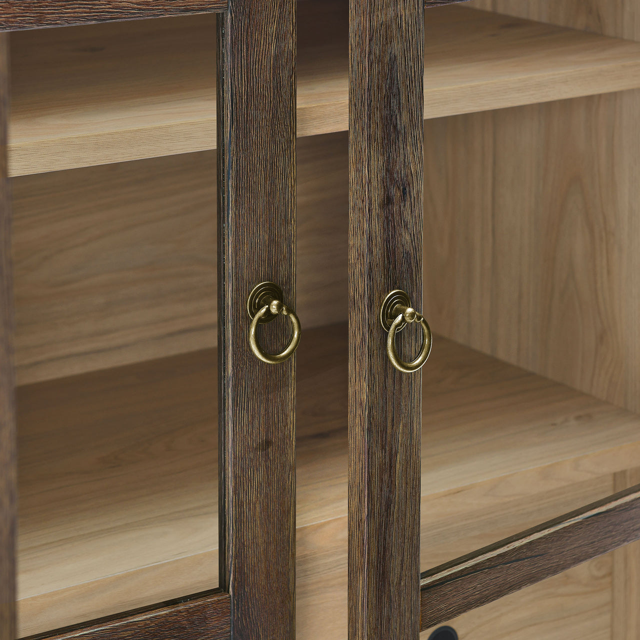 Althene Tall Rounded Display Cabinet, Walnut & Cream