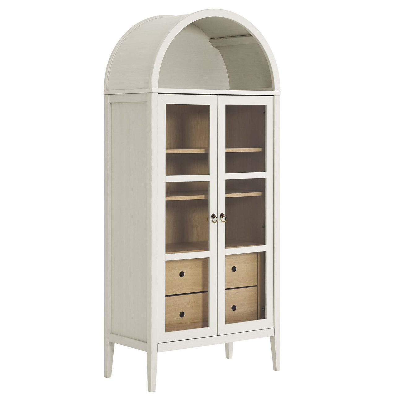 Althene Tall Rounded Display Cabinet, White & Oak