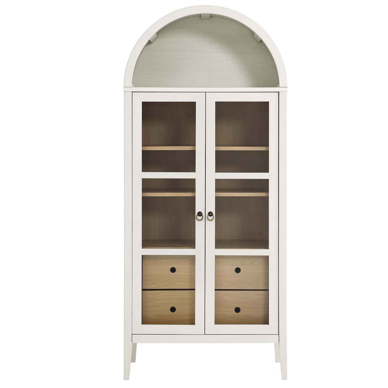 Althene Tall Rounded Display Cabinet, White & Oak