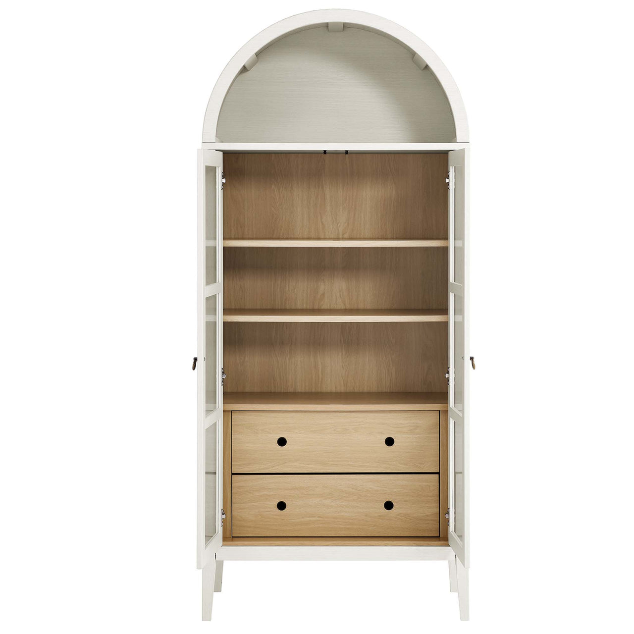 Althene Tall Rounded Display Cabinet, White & Oak