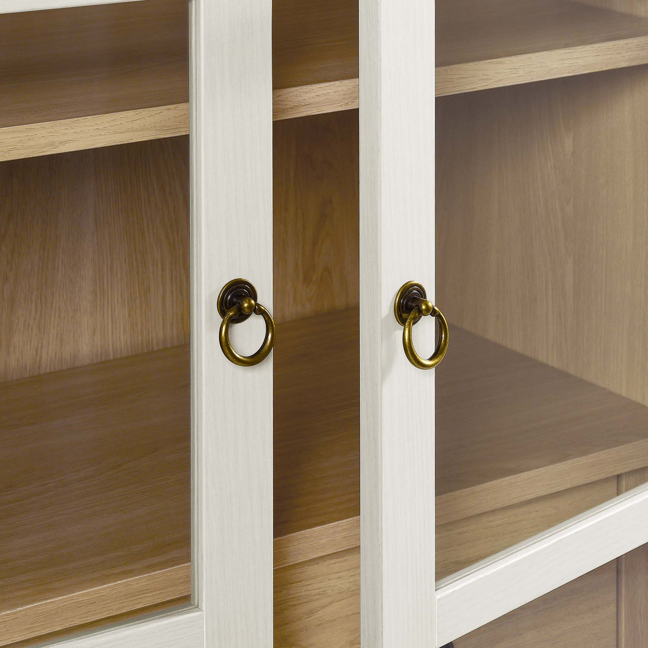 Althene Tall Rounded Display Cabinet, White & Oak