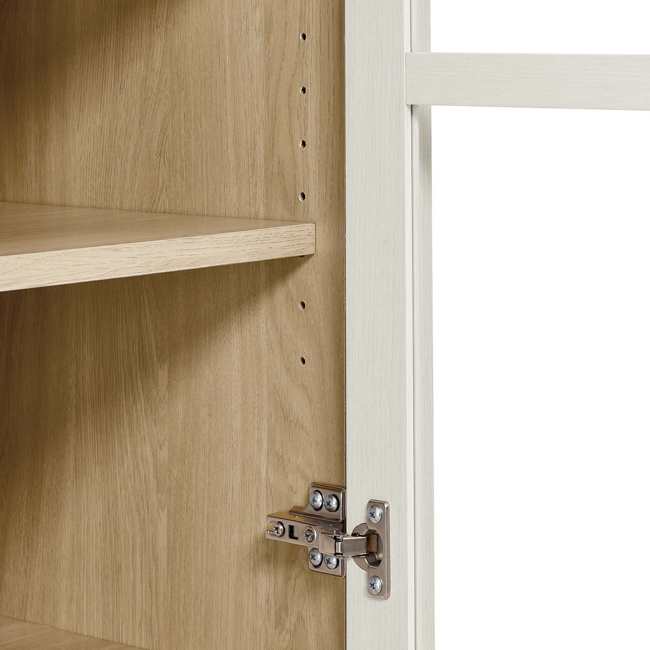 Althene Tall Rounded Display Cabinet, White & Oak