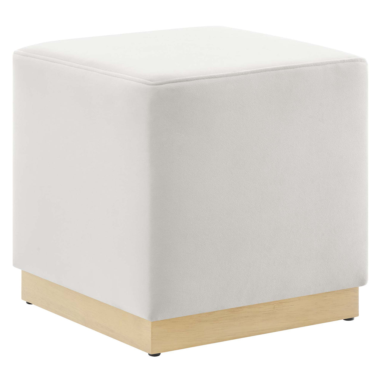Ardena Square Velvet Ottoman, Small, Chalk & Cream