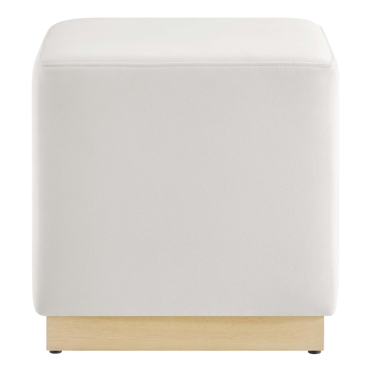 Ardena Square Velvet Ottoman, Small, Chalk & Cream