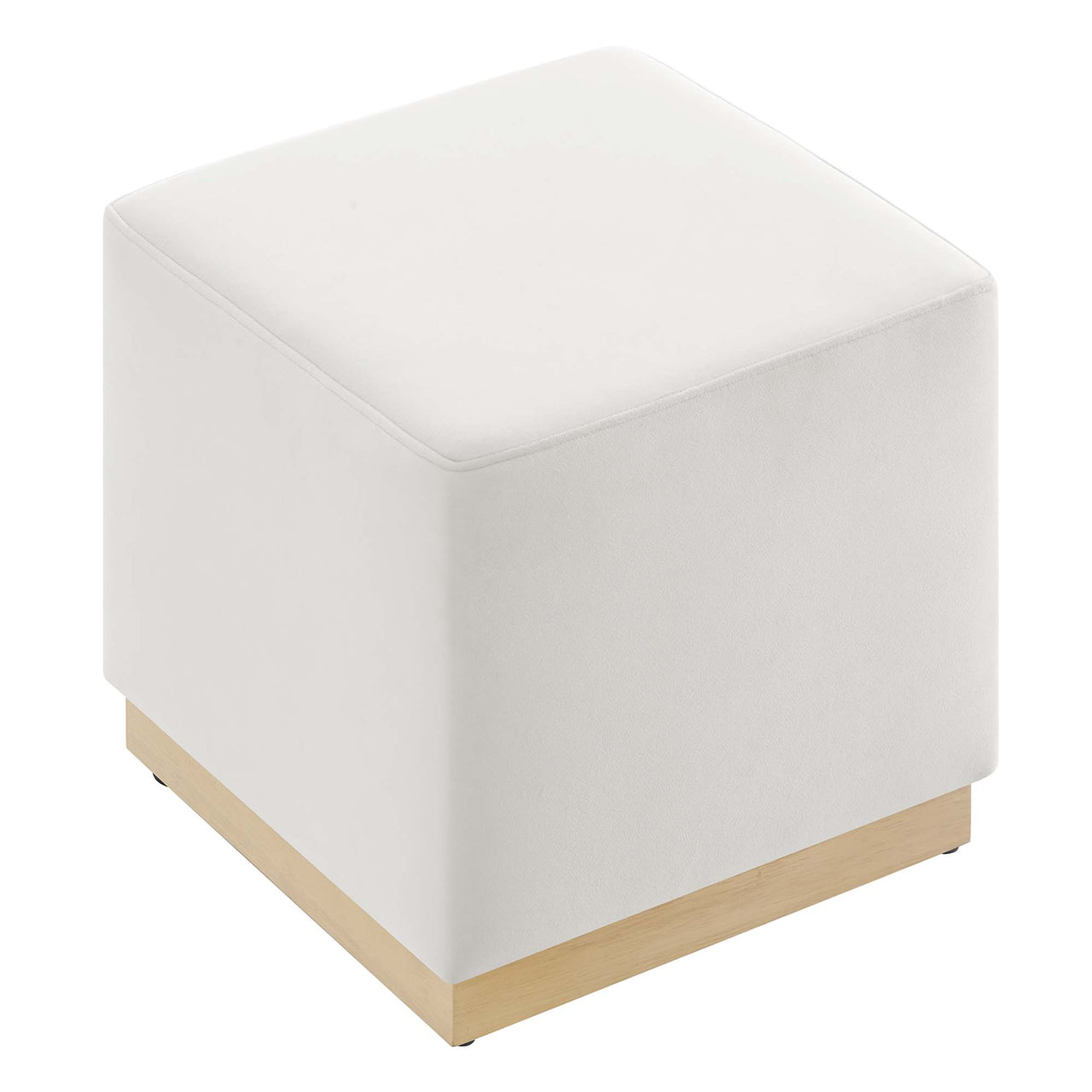 Ardena Square Velvet Ottoman, Small, Chalk & Cream