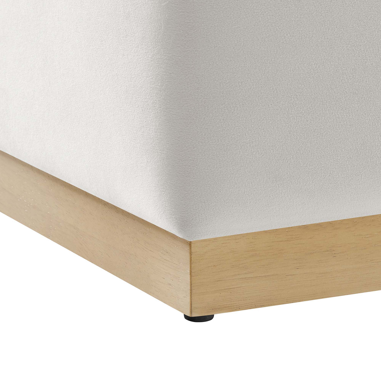 Ardena Square Velvet Ottoman, Small, Chalk & Cream
