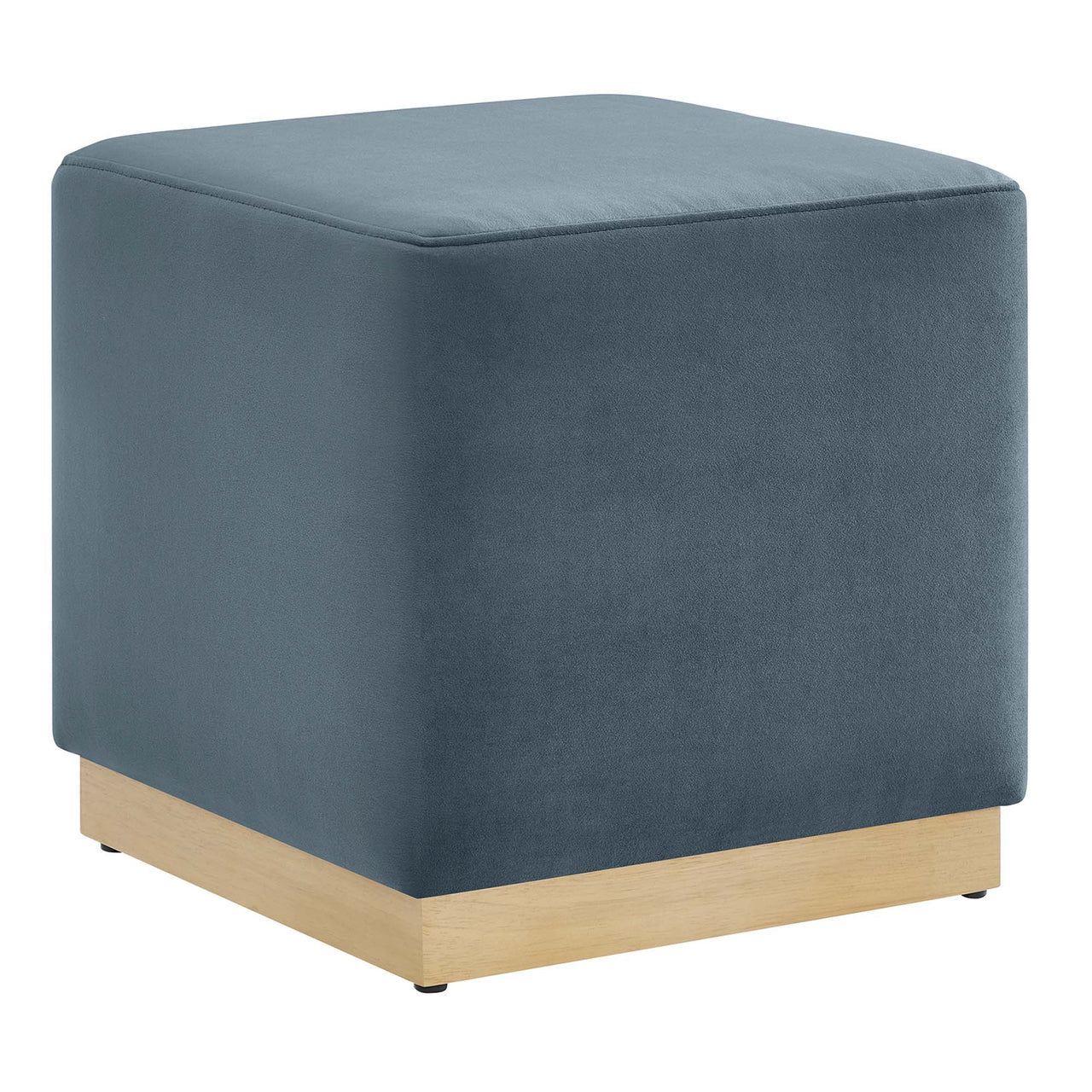 Ardena Square Velvet Ottoman, Small, Slate & Cream