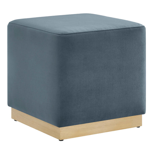 Ardena Square Velvet Ottoman, Small, Slate & Cream