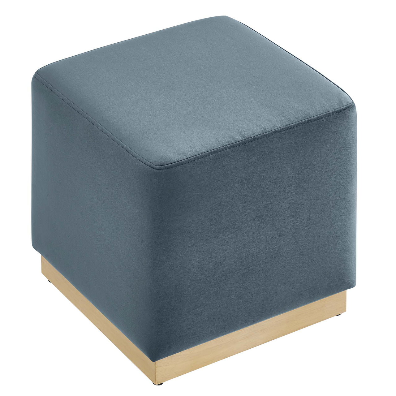 Ardena Square Velvet Ottoman, Small, Slate & Cream
