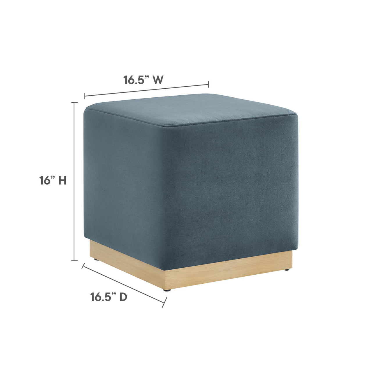 Ardena Square Velvet Ottoman, Small, Slate & Cream