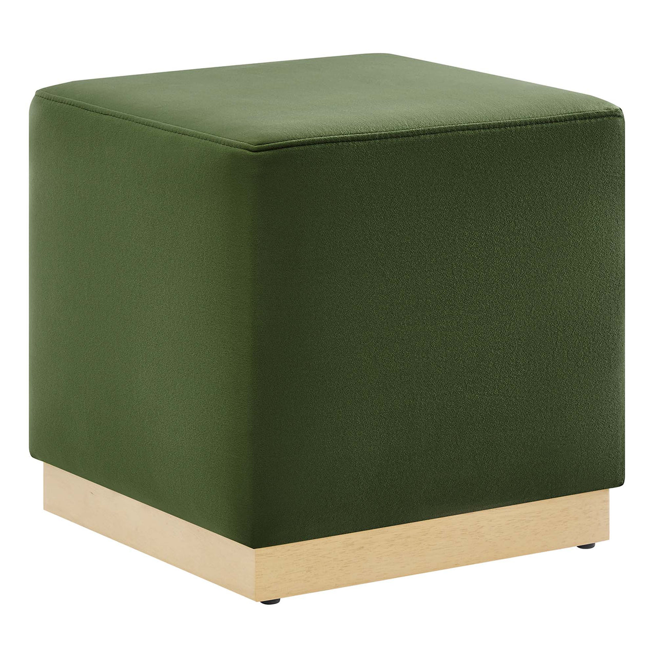 Ardena Square Velvet Ottoman, Small, Basil & Cream