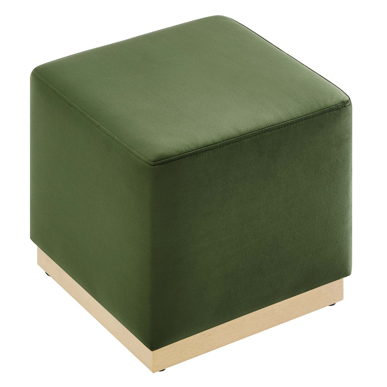 Ardena Square Velvet Ottoman, Small, Basil & Cream