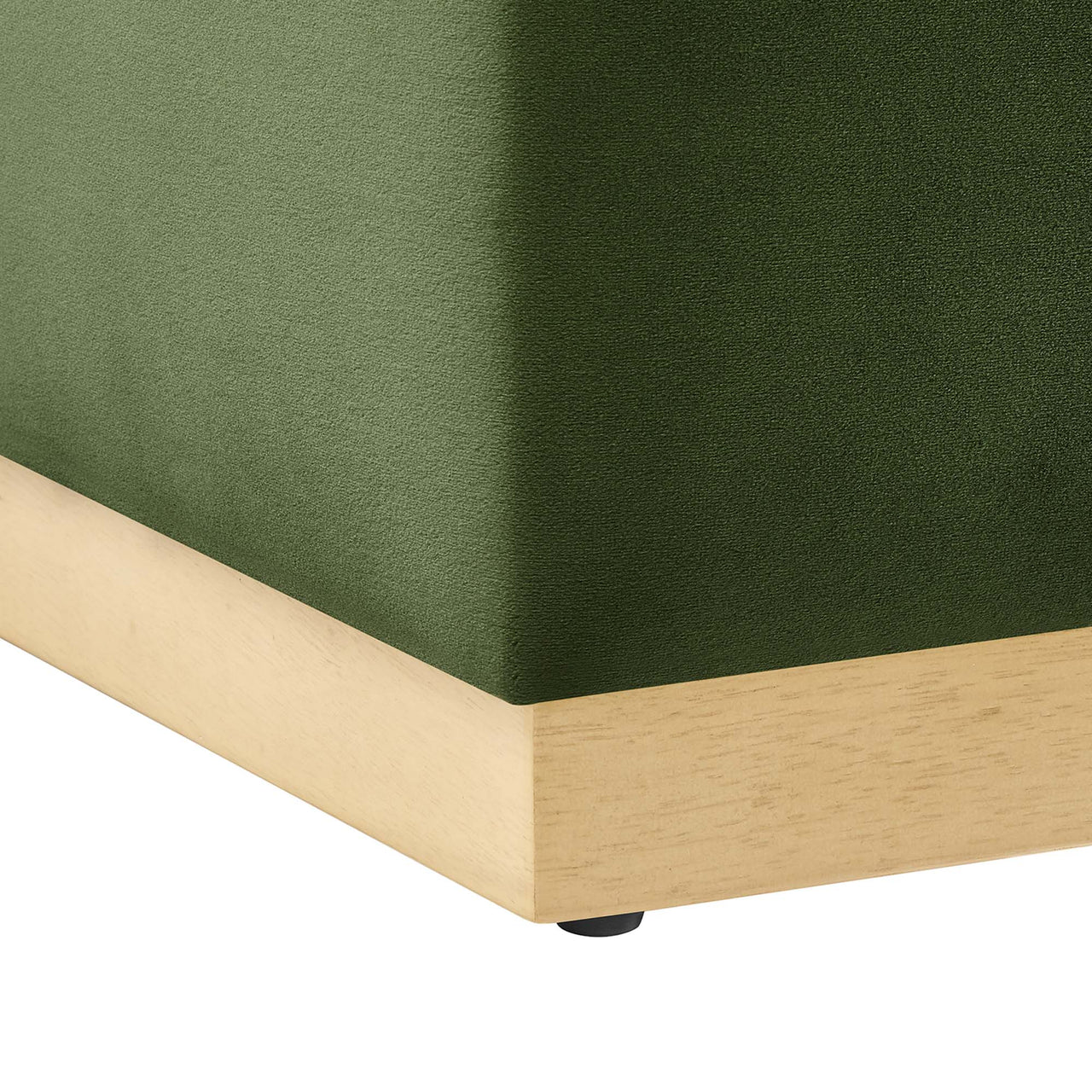 Ardena Square Velvet Ottoman, Small, Basil & Cream