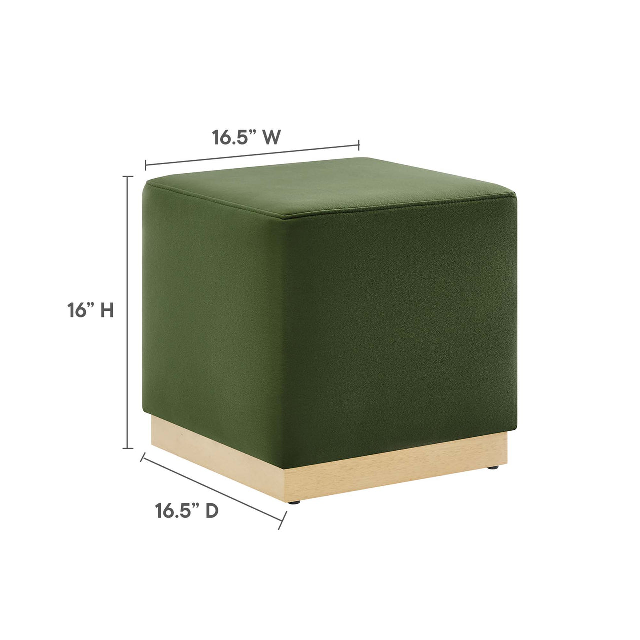 Ardena Square Velvet Ottoman, Small, Basil & Cream